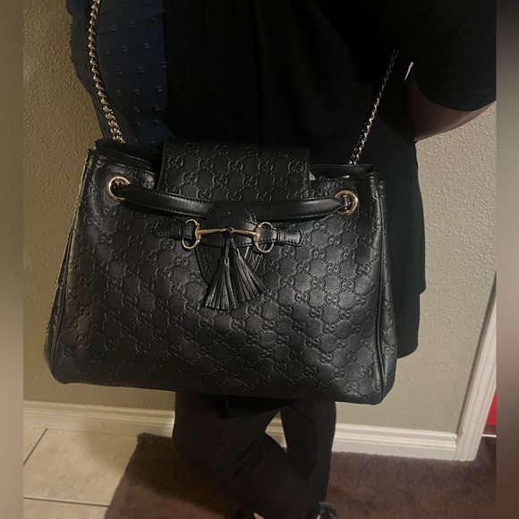 Gucci Guccissima Authentic Horsebit black Emily versatile large bag and dustbag - Picture 13 of 17